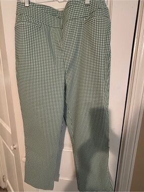 Chico's Green and White Gingham Pants